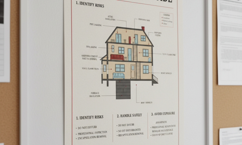 Asbestos inspection in an older home showing potential asbestos-containing materials