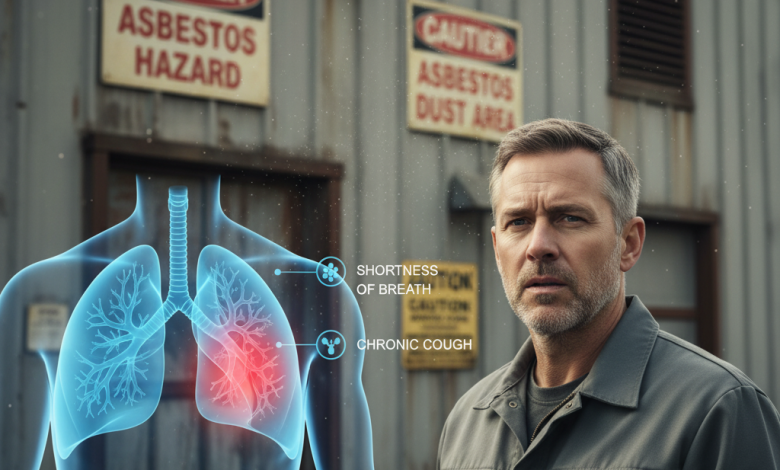 Man near old industrial site illustrating early asbestos exposure symptoms.