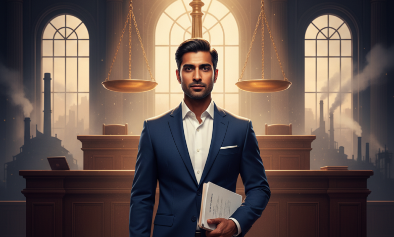 Mesothelioma lawyer in courtroom fighting for asbestos victims’ justice